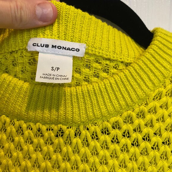 Club Monaco Chartreuse Knit Short Sleeve Sweater – Size S - Picture 3 of 4